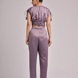 Red Balloon Top Paired With Pleated Pants