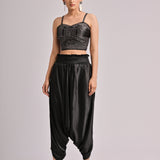 Printed Pleated Bustier With Harem/Dhoti Pants