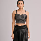 Printed Pleated Bustier With Harem/Dhoti Pants