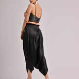 Printed Pleated Bustier With Harem/Dhoti Pants